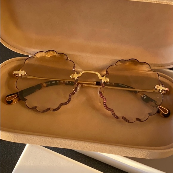 Chloe Scalloped Sunglasses in Gold and Brown main image 6